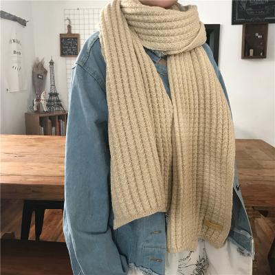 China Solid Colors EE446 Autumn Winter 30*180cm Fashionable Simple 7 Colors Deer Fur Thicken Soft Warm Cable Knitted Neck Warmer Women Scarves for sale