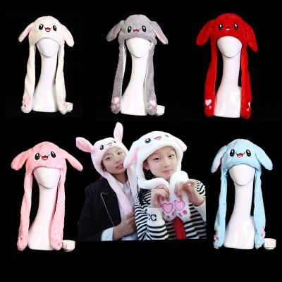 China AA164 COMMON Winter Fuzzy Cartoon LED Covers Cute Animal Women Moving Plush Funny Bunny Hats Glowing Rabbit Ears Rabbit Hat for sale