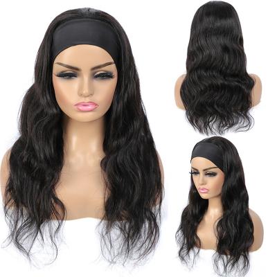 China Brazilian Long Body Wave BRI Wavy Natural Black Headband Wig For Hair Black Female Wig 150% Density Body Wave New Fashion for sale