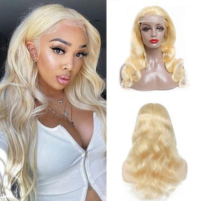 China Body Wave 613 Honey Golden Wig 30 32 Inches 13x4 Lace Front Wig Brazil Remy Body Wavy Lace Front Hair Ladies Wig 100%Human Hair for sale