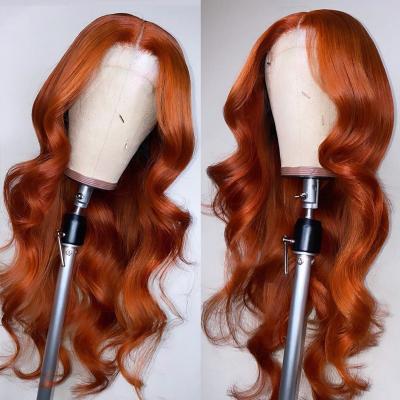 China Orange Body Wave Body Wave Lace Wig With Baby Hair Ginger Colored Human Hair Wigs Orange 4x4 Lace Free Part Pre Plucked Brazilian Wigs for sale