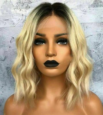 China Natural Light Blonde Ombre Wave Wigs 4x4 Lace Front Wig Bob 150% Density Virgin Brazilian Remy Hair Short Bob Wigs T1B/613 for sale