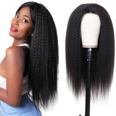 China Real Yaki Yaki Hair Real Yaki Wig 4x4 Lace Front Wig Curly Straight Hair 150% Density Shipped Same Day for sale