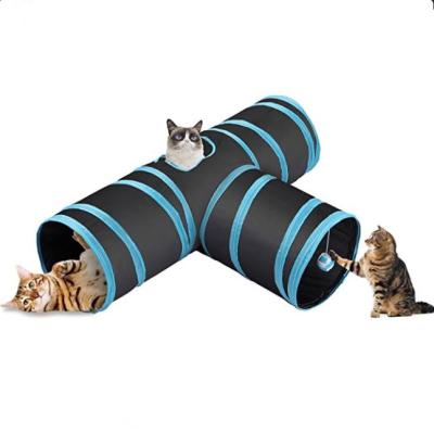 China Viable Collapsible Cat Pet Tunnel Tube Kitty 3 Way Tunnel Bored With Peek Hole Toy Fun Ball for sale