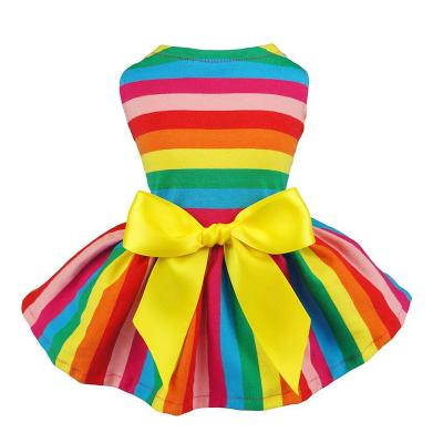 China Sustainable Rainbow Pet Clothes Dog Dresses Vest Shirts Sunbathing for sale