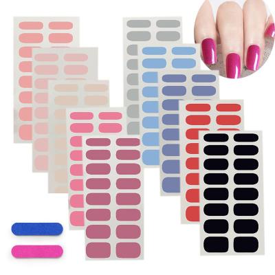 China 16 Solid Color Waterproof Good Quality Waterproof Strips Korean Custom 3D Gel Nail Semi-UV Cured Sticker for sale