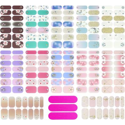 China With 2022 Simulation 3D Fake Stone Japanese Korean Fashion 3D Rhinestone Full Wraps Gel Nail Polish Strips Nail Glue Stickers for sale