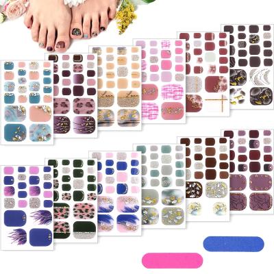 China Fits Any 3D Foil Nail / Rhinestone Size 22 Tips Full Toenail Wraps Crystal Adhesive Toenail Art Polish Glass Sticker for sale