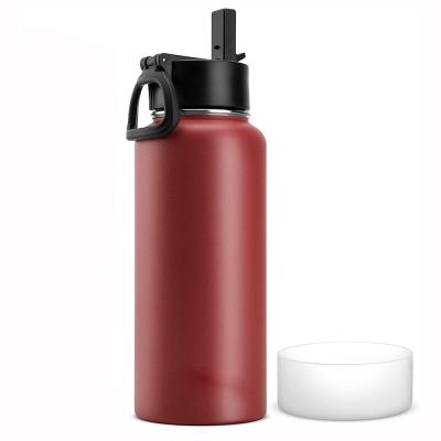 China PORTABLE Insulated Water Bottle With Straw Lid Stainless Steel Wide Mouth Sports Water Bottle Double Wall Vacuum Keeps Liquids Hot for sale