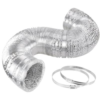 China Kitchens 4 Inch 8 Feet Flex Air Aluminum Ducting Dryer Non-Insulated Duct Pipe For HVAC Ventilation, 2 Clamps Included for sale