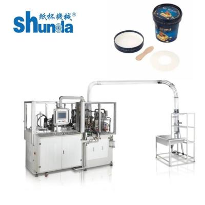 China PE Coated Paper Ice Cream Cup Making Machine Ultrasonic Heating Sealing with Cup Lid for sale