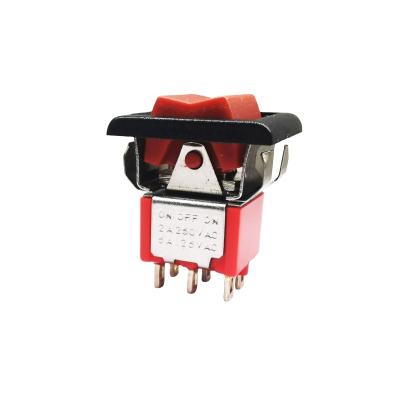 China Small 125V 250V 5A DPDT Marine Grade Momentary DPDT ON-ON Rocker Switch 3 Position Toggle Switch for sale