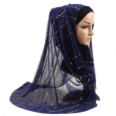 China Arab Fashion Polyester Sparkle Sequins Muslim Hijab Shawl Women Shimmer Head Scarf Headband for sale