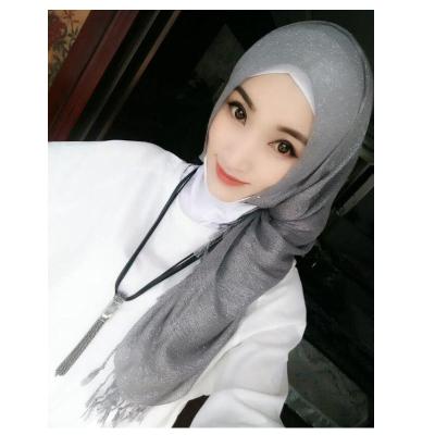 China Popular Cotton Lurex Shimmer Lurex Tassel Shawl Muslim Hijab Scarf for sale