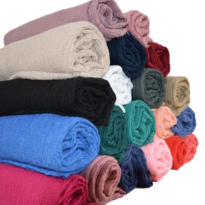 China Fashion factory price fashion ply cotton viscose plain shawl muslim hijab popular bubble head wraps scarf for sale