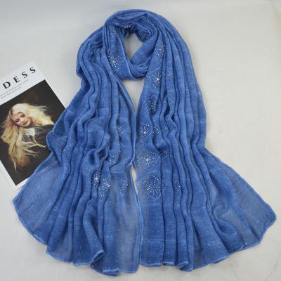 China Nice Elegant Women Refine Soft Cotton Glitter Scarf With Diamond Sequins Shimmer Muslim Hijab Wholesale for sale