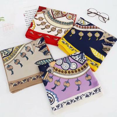 China 90*90CM Muslim Hijab Head Wrap Newest Twill Elegant Popular Silk Satin Square Scarf for sale