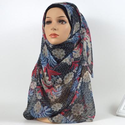 China Fashion Vintage Floral Printed Viscous Scarf Women Flower Muslim Shawl Hijab Wholesale for sale