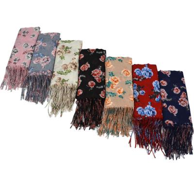 China Nice Fashion Factory Supplier Popular Floral Printed Tassel Scarf Hijab Muslim Women Fashion Headwear Wraps Wholesale for sale