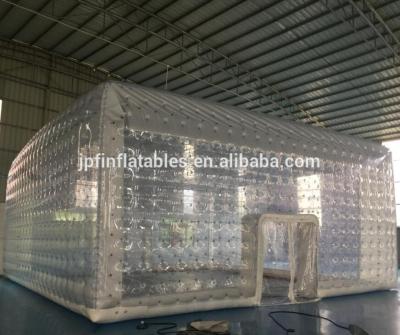 China PVC 0.8mm transparent inflatable clear cube wedding party dance in clear drinks bar with LED for sale for sale