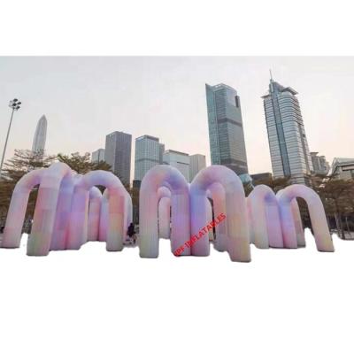 China Fully Digital Printed Oxford Cloth 2021 Outdoor Event Used Inflatable Arcade Tunnel With Internal Blower And LED for sale