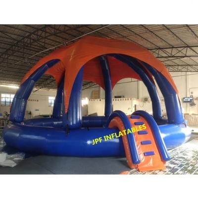 China PVC 0.6mm Tarpaulin 2021 Customized Durable PVC Tarpaulin Air Sealed Inflatable Water Pool With Dome Canopy Shade for sale