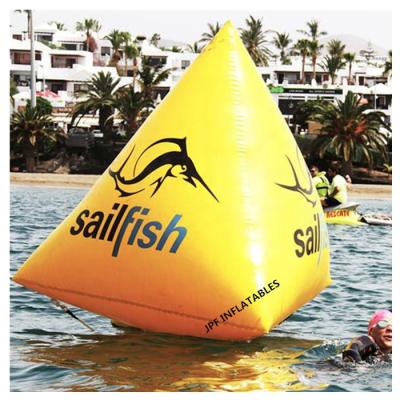 China high quality 0.9mm pvc tarpaulin 2021 air sealed triangle marker inflatable buoys for water sports triathlon for sale