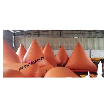 China high quality 0.9mm pvc tarpaulin 2021 air sealed swimming event inflatable triangle water buoys, inflatable water dam for swimming for sale