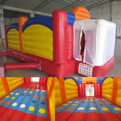 China PVC 0.55mm tarpaulin bouncer type 2021 3 in one inflatable carnival game with tornado and basketball hoop, 3 in one inflatable sports cage for sale