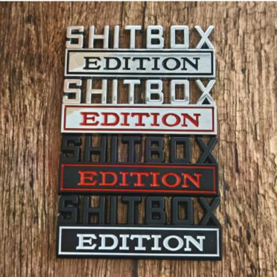 China 3D Sports Metal ABS Symbol SHITBOX EDITION Badge Car Tail Side Sticker for sale