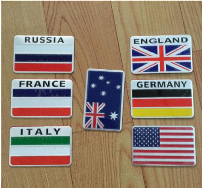 China Wholesale Eco-friendly Aluminum Emblem Logo Custom Waterproof Car Stickers ITALY USA AMERICAN GERMANY Flag for sale