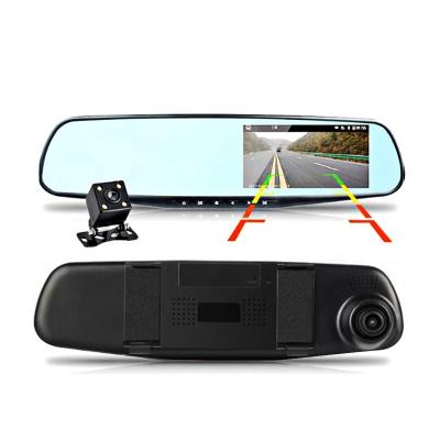 China 1080P DVR Recording HD 4.3 Inch Vehicle Car Black Box Front + Car Rear Security Loop Recording Loop Camcorder Mirror Rear View Cams Dashcam Dashcam for sale