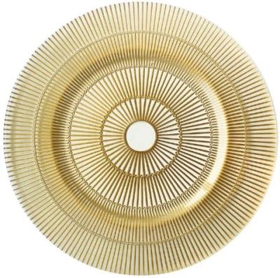 China Sustainable Luxury gold glass plate, ceramic circular buffer plate for wedding decoration for sale