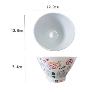 China Sustainable Graffiti burger rice bowl cute ceramic girl heart ceramic set tableware household underglaze color for sale