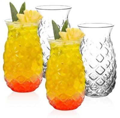 China Crystalglass Creative pineapple shaped glass cups with transparent strips, glassware, cocktail glass for sale