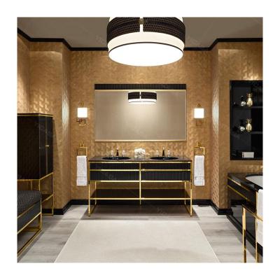 China 2020 Modern New Design Stainless Steel Bathroom Vanity With Bathroom Mirror And Master Cabinet for sale