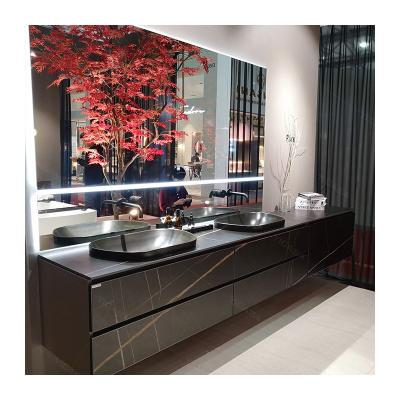 China Durable Matte Black Color Bathroom Vanity With Bathroom Vanity Lighting for sale