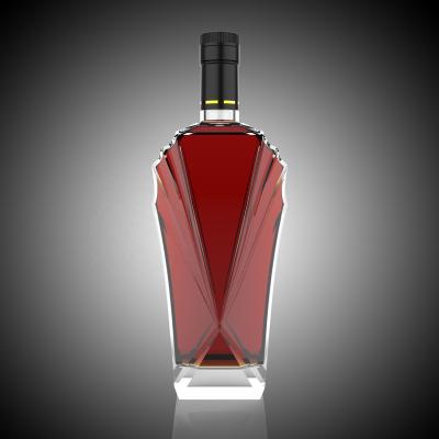 China Beverage OEM ODM Frosted Decal 750ml Borosilicate Brandy Rum Shell Liquor Whiskey Brandy Glass Bottle for sale