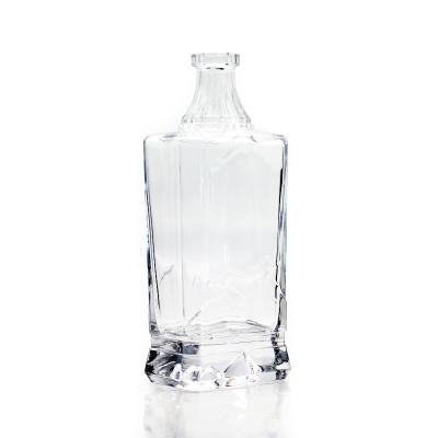 China Beverage Bottle Manufacturers Glass Liquor 500ml 750ml Corked Whiskey Bottle Shaped Glass Bottle for sale