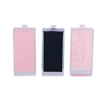 China Factory direct high quality 100ml pink black rectangle recyclable material glass perfume bottle for sale