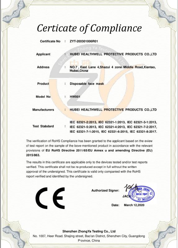 CE - Hubei Healthwell Protective Products Co., Ltd.