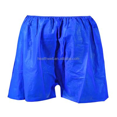 China Disposable Blue Nonwoven Underwear PP Men's Breathable Boxer Shorts Short Pants For Spa for sale