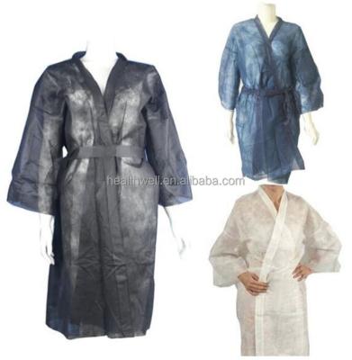 China SMS SPA SPA salon disposable nonwoven client dresses kimono style, hair salon shirts caps for sale