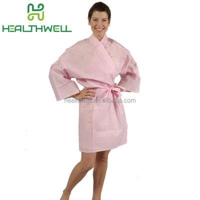 China SMS Disposable Nonwoven Kimono Robe Customer SPA Uniform Shirts for sale