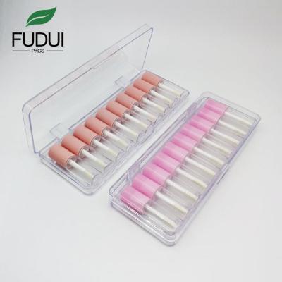 China FUDUI FD8301 10pcs/set Plastic Box Cosmetic Sample Test Bottles 4ML Empty Lip Gloss Tubes for sale