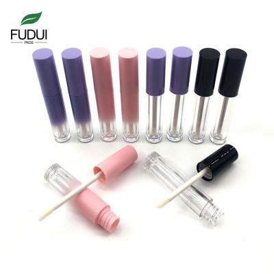 China FUDUI FD821 Cosmetic Gradient Pink Round Lip Gloss Containers 4ML Purple Lip Gloss Tube for sale