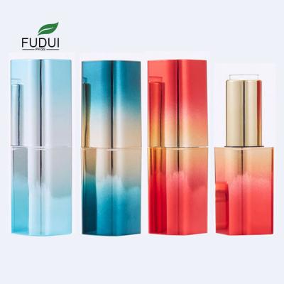 China FUDUI FD0129 Cosmetic Empty Gradient Green Square Red Magnetic Lipstick Containers for sale