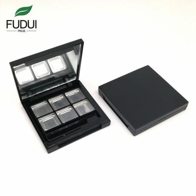 China FUDUI Recyclable FD011 Matte Black 6 Spaces Empty Eyeshadow Box Aluminum Lipstick Container 6 Color Dish for sale