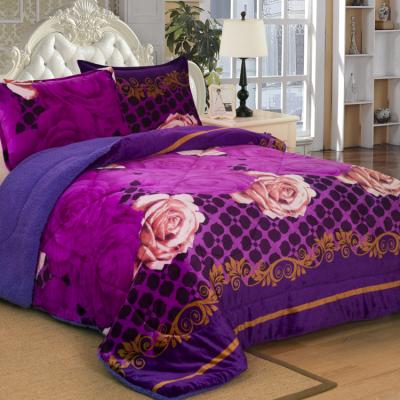 China 2021 Pastoral Printed Soft Coral Velvet Floral Flannel No Pilling Fabric Bedding Set for sale