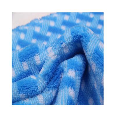 China Blackout 100% Polyester Weave Pattern Design Blue Color Coral Fleece Fabric For Blanket for sale